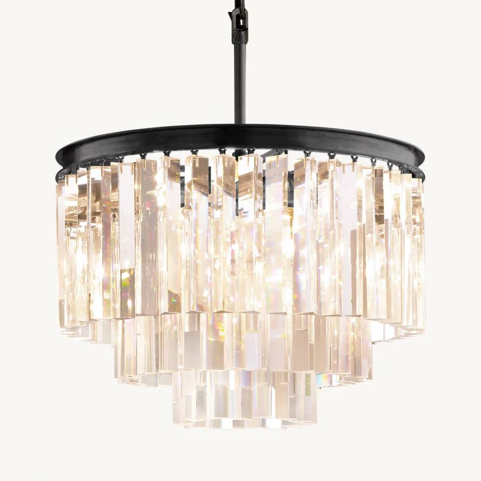 Odeon Layered Crystal Round Chandelier 20"