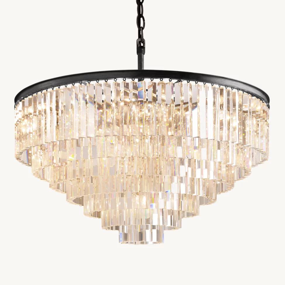 Odeon Layered Crystal Round Chandelier 44"