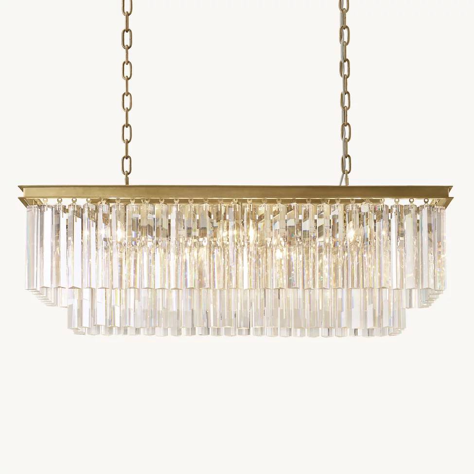 Odeon Layered Crystal Rectangular Chandelier 40"