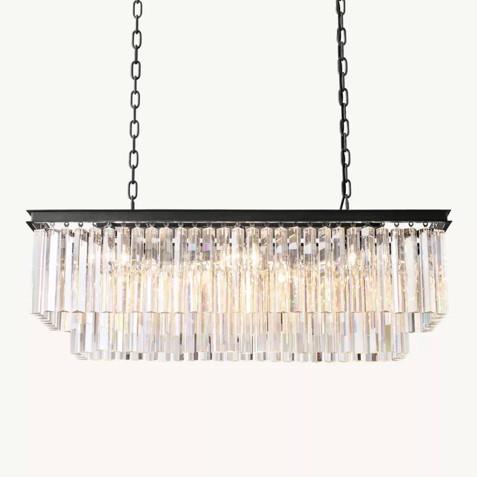 Odeon Layered Crystal Rectangular Chandelier 40"