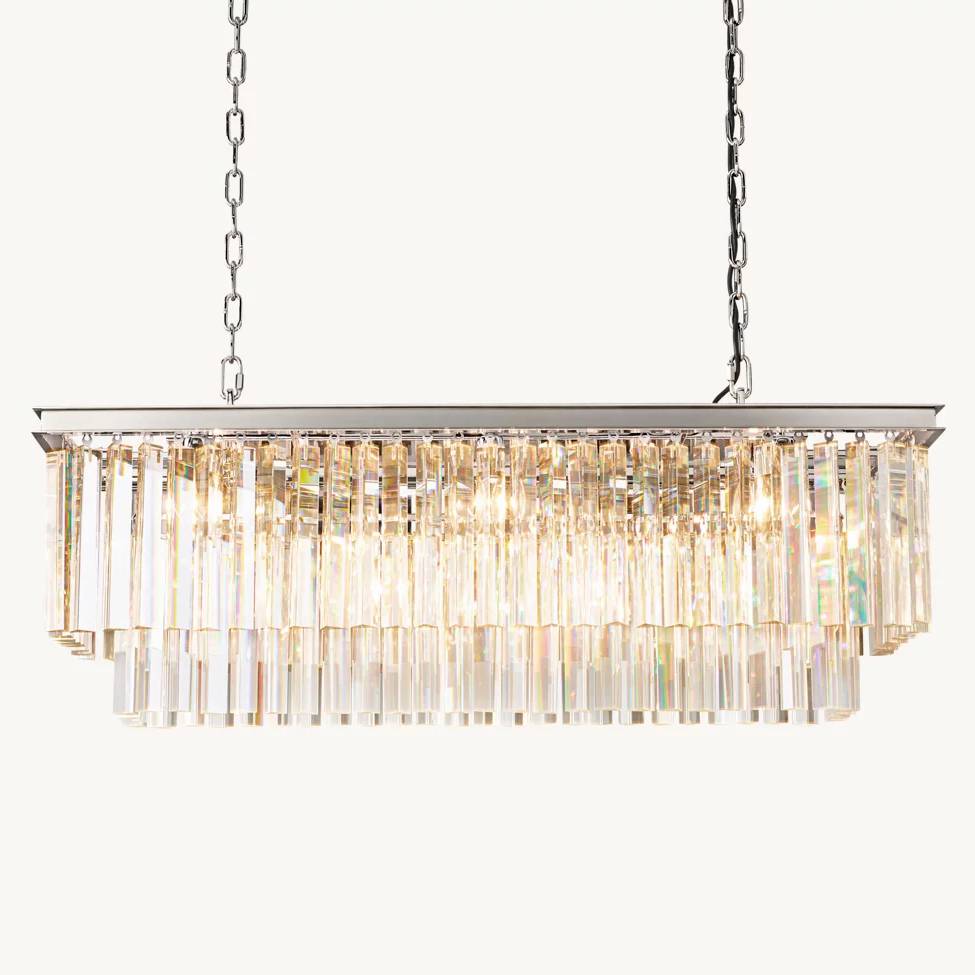 Odeon Layered Crystal Rectangular Chandelier 40"