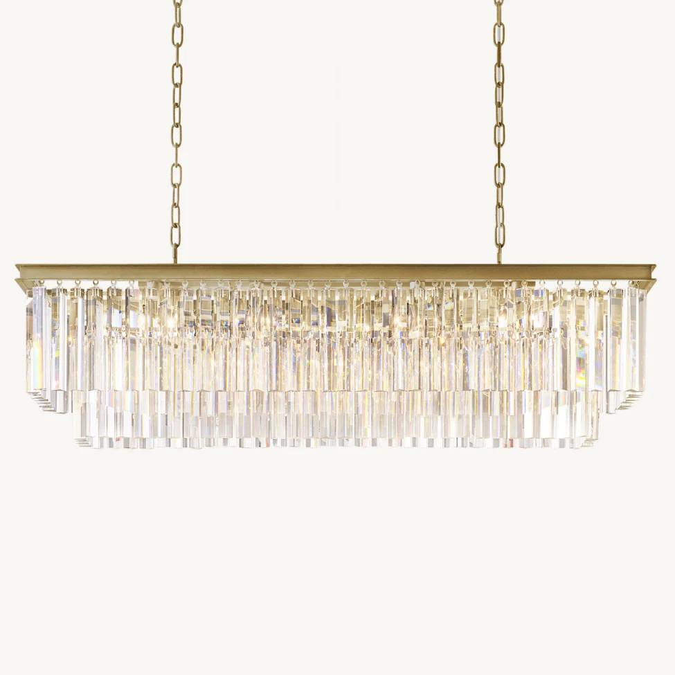 Odeon Layered Crystal Rectangular Chandelier 49"