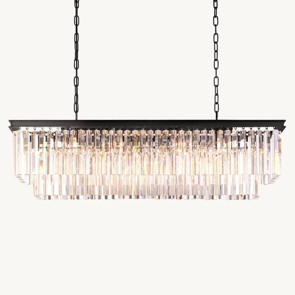 Odeon Layered Crystal Rectangular Chandelier 49"