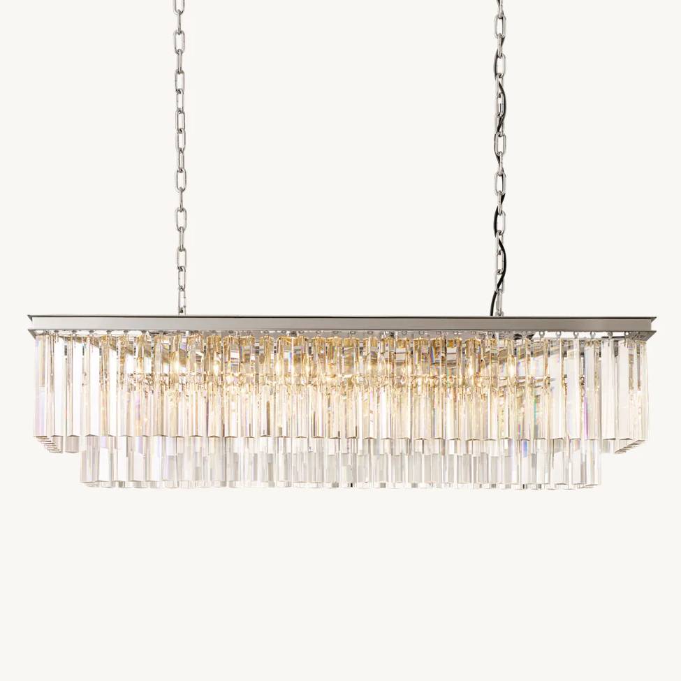 Odeon Layered Crystal Rectangular Chandelier 49"