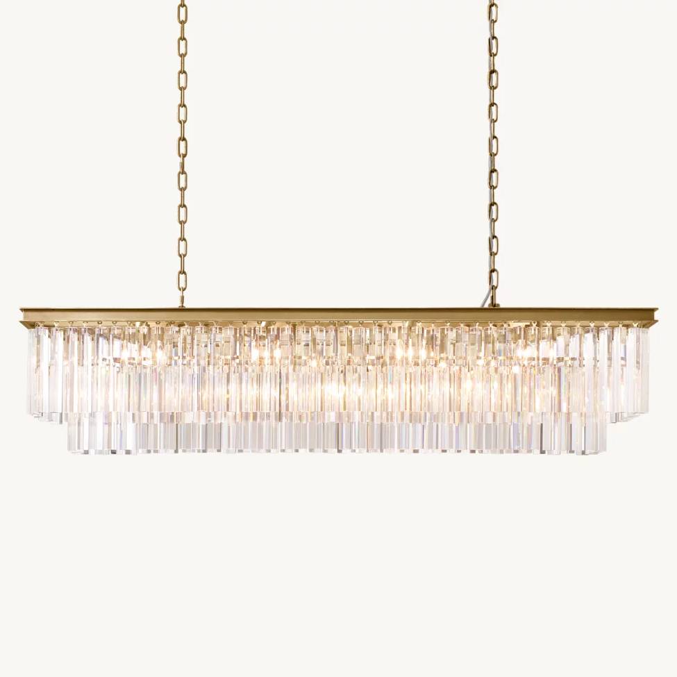 Odeon Layered Crystal Rectangular Chandelier 59"