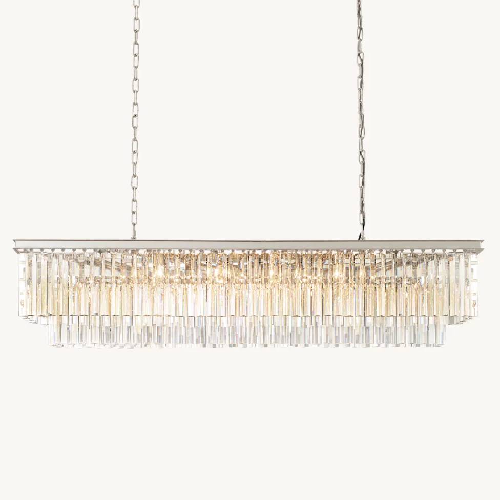 Odeon Layered Crystal Rectangular Chandelier 59"