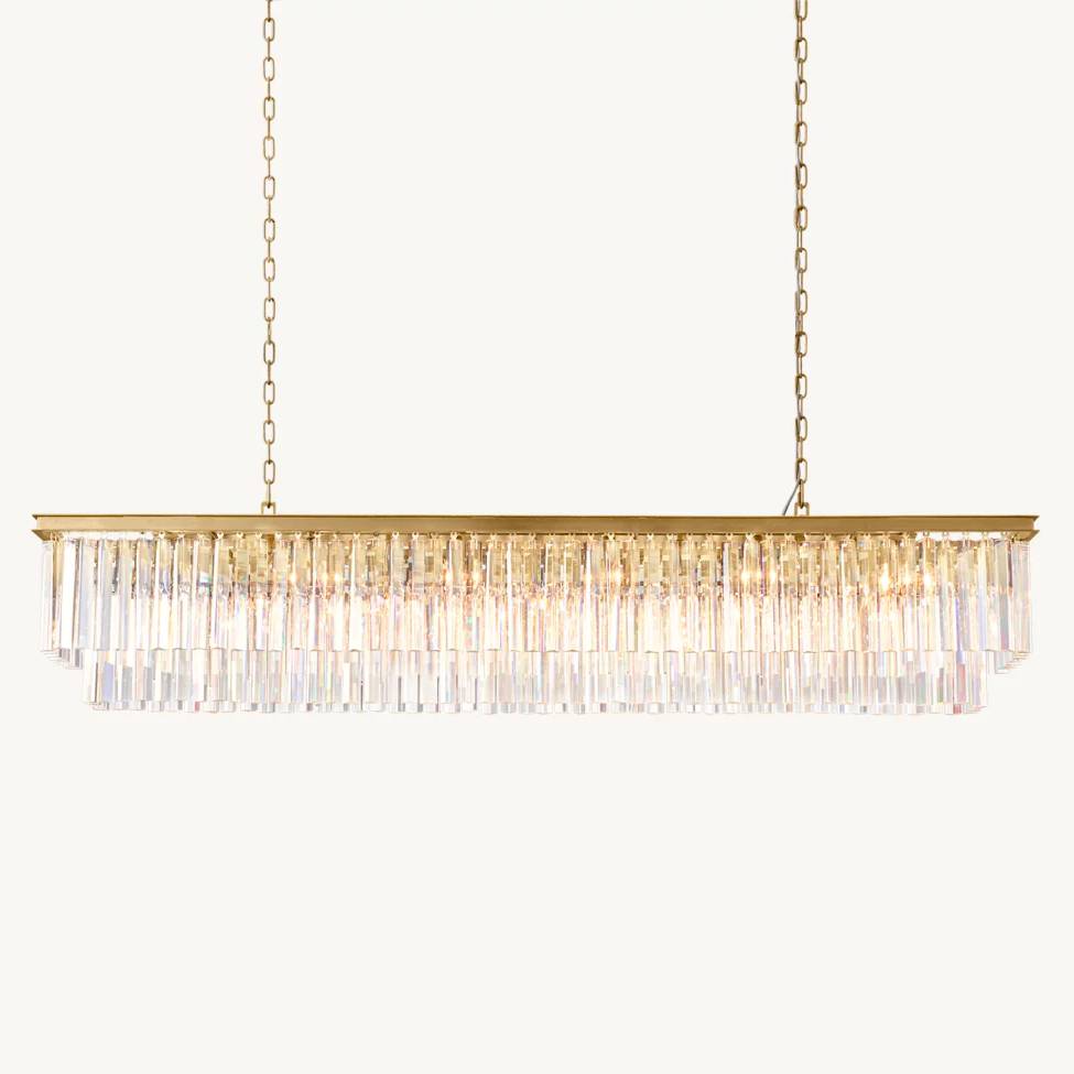 Odeon Layered Crystal Rectangular Chandelier 72"