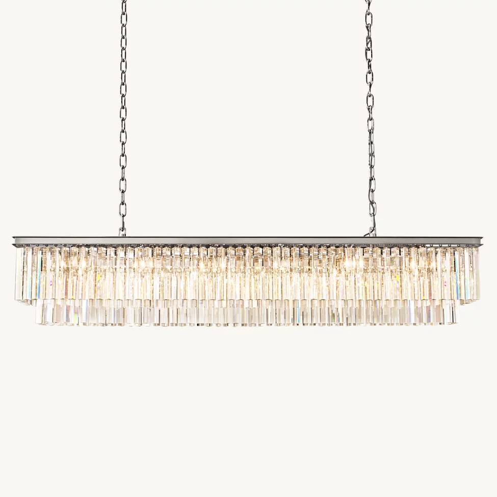 Odeon Layered Crystal Rectangular Chandelier 72"