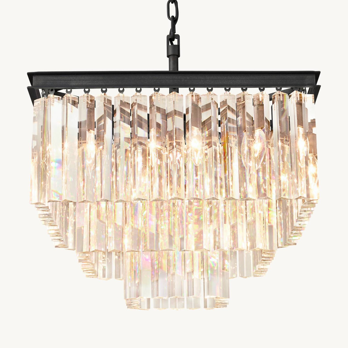 Odeon Layered Crystal Square Chandelier 22"