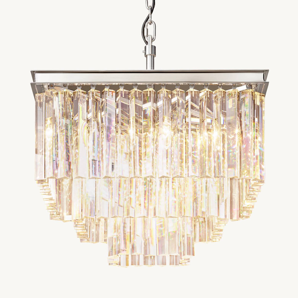 Odeon Layered Crystal Square Chandelier 22"
