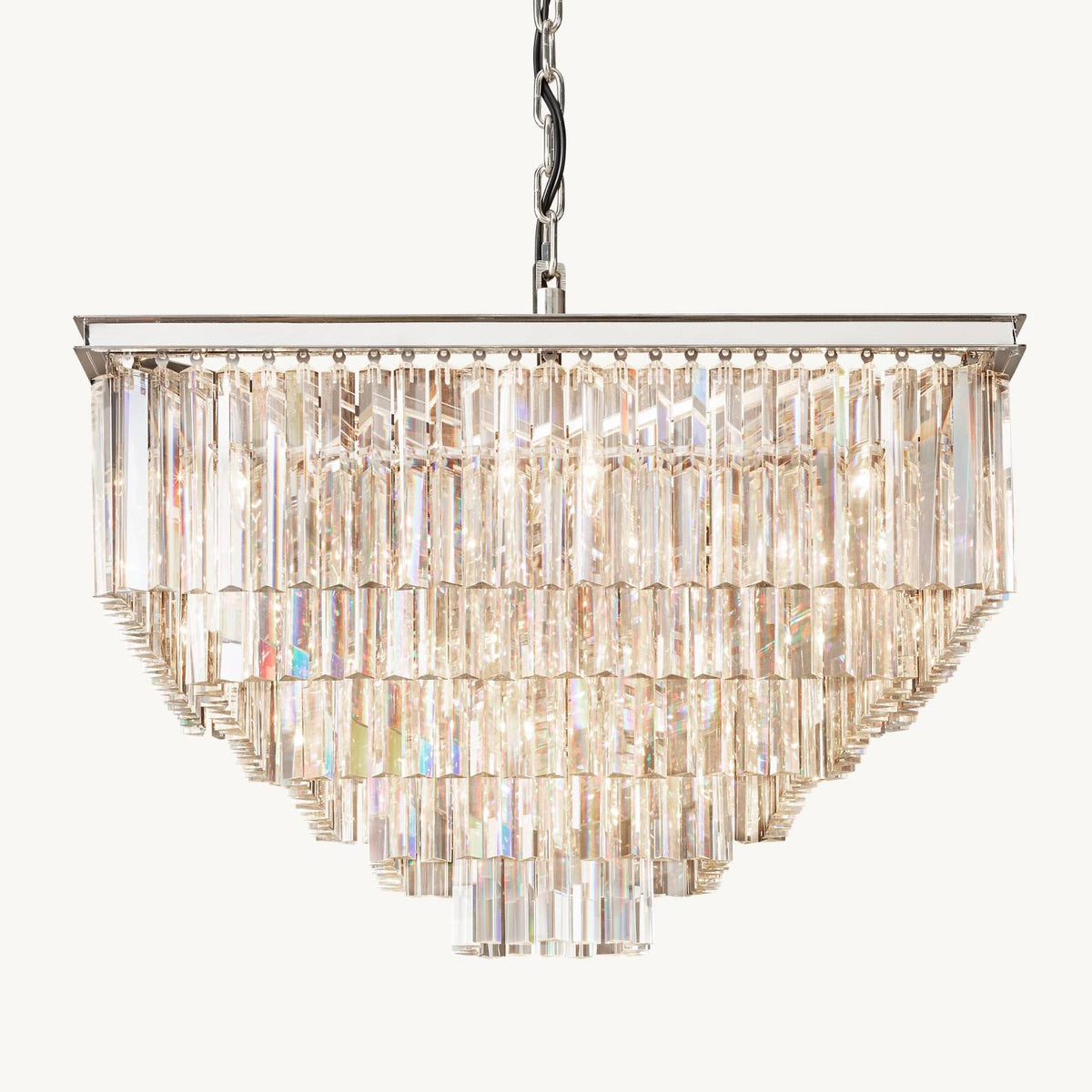 Odeon Layered Crystal Square Chandelier 34"
