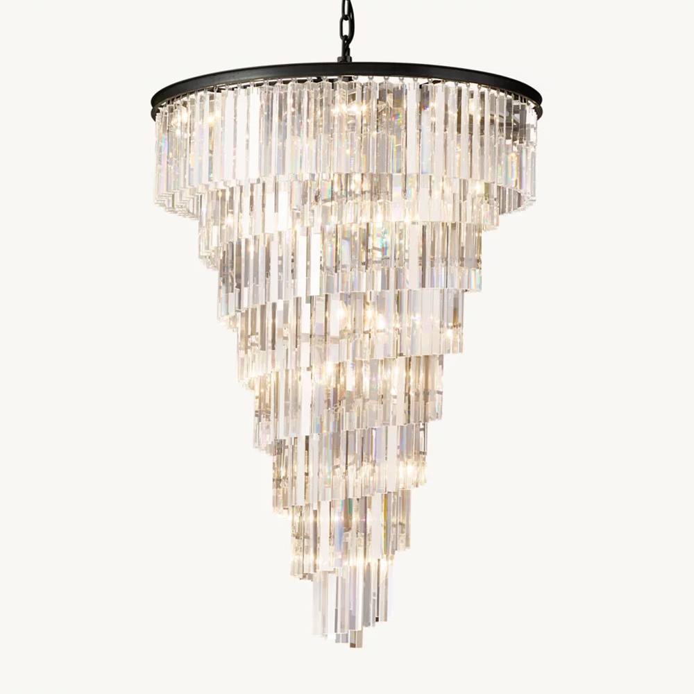 Odeon Layered Crystal Helix Chandelier