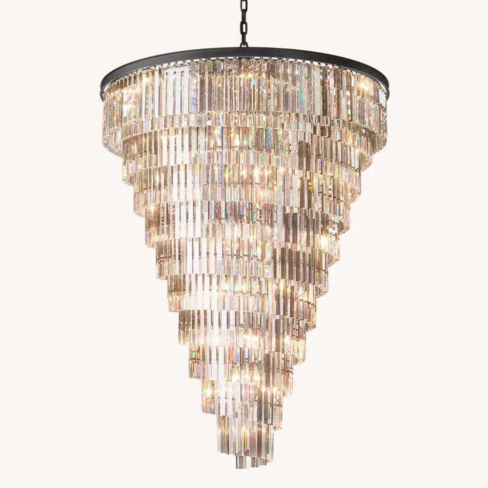 Odeon Layered Crystal Helix Chandelier
