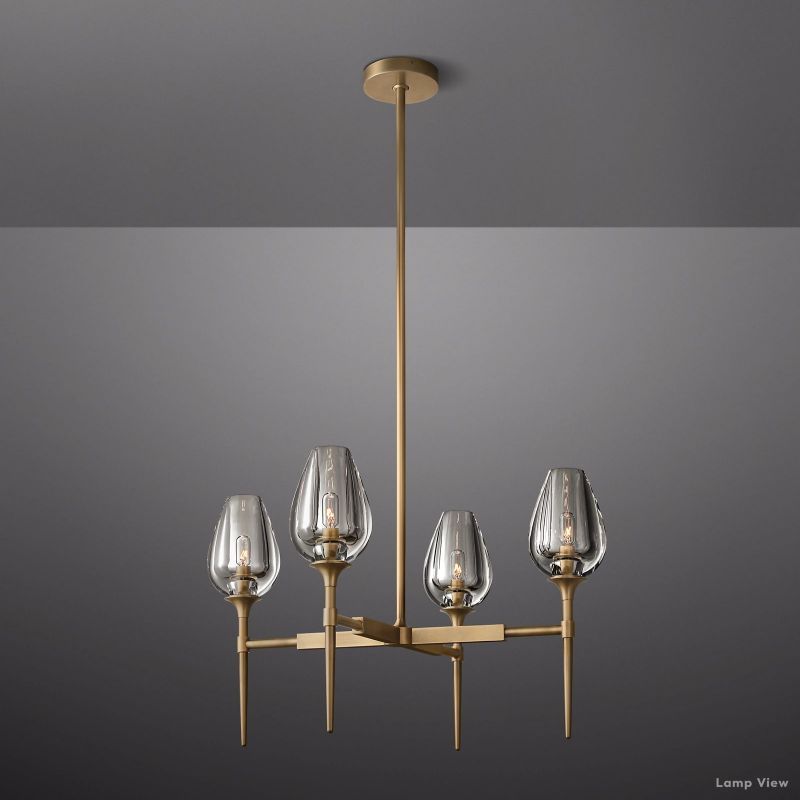 Tulip Delicate Crystal Round Chandelier 27"