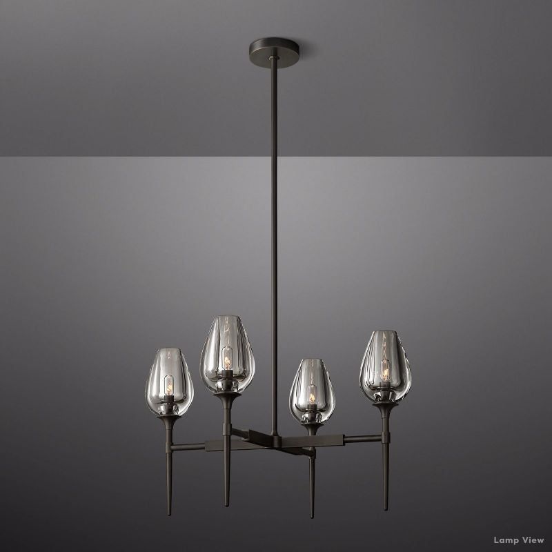 Tulip Delicate Crystal Round Chandelier 27"