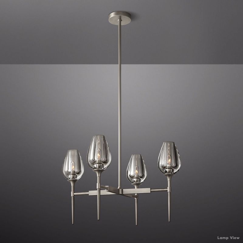 Tulip Delicate Crystal Round Chandelier 27"