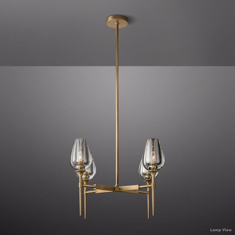 Tulip Delicate Crystal Round Chandelier 27"