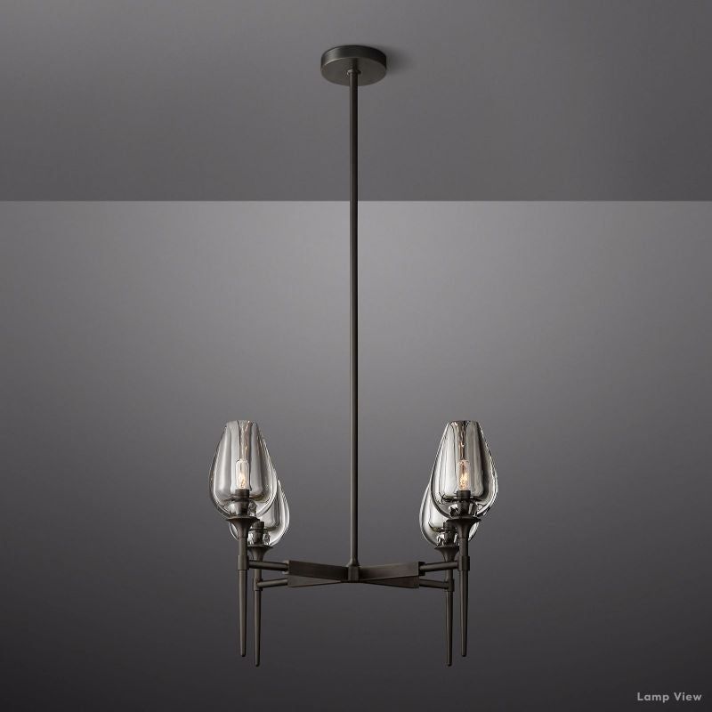 Tulip Delicate Crystal Round Chandelier 27"