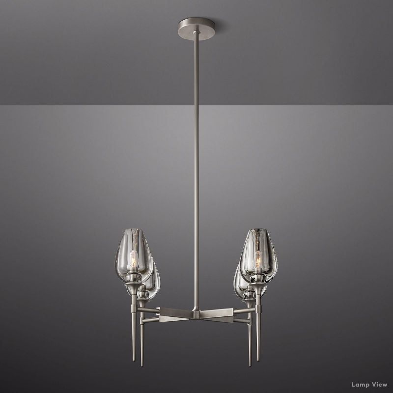 Tulip Delicate Crystal Round Chandelier 27"