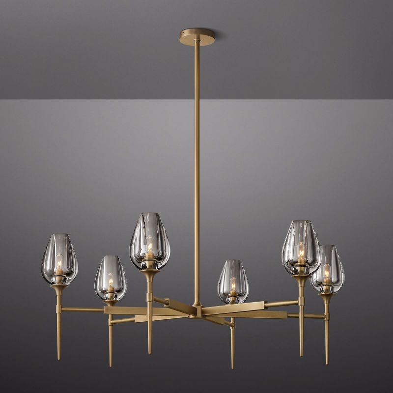Tulip Delicate Crystal Round Chandelier 42"