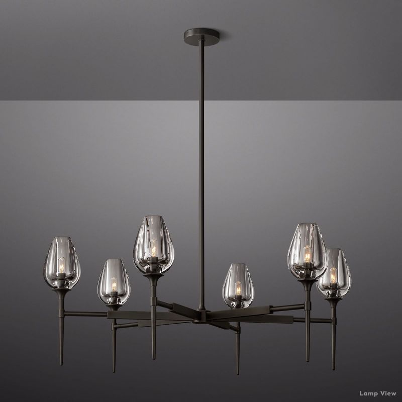 Tulip Delicate Crystal Round Chandelier 42"