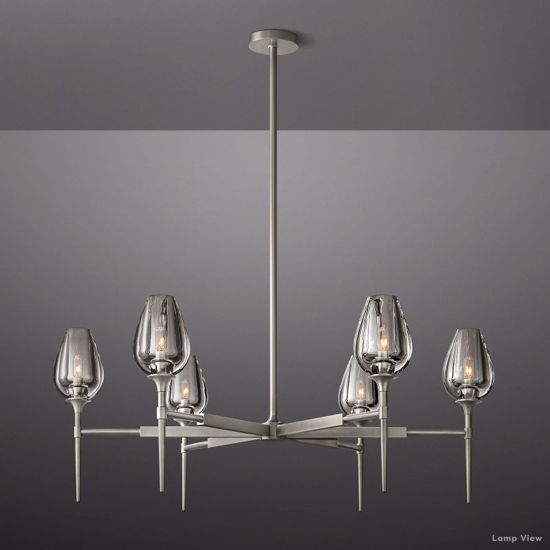 Tulip Delicate Crystal Round Chandelier 42"