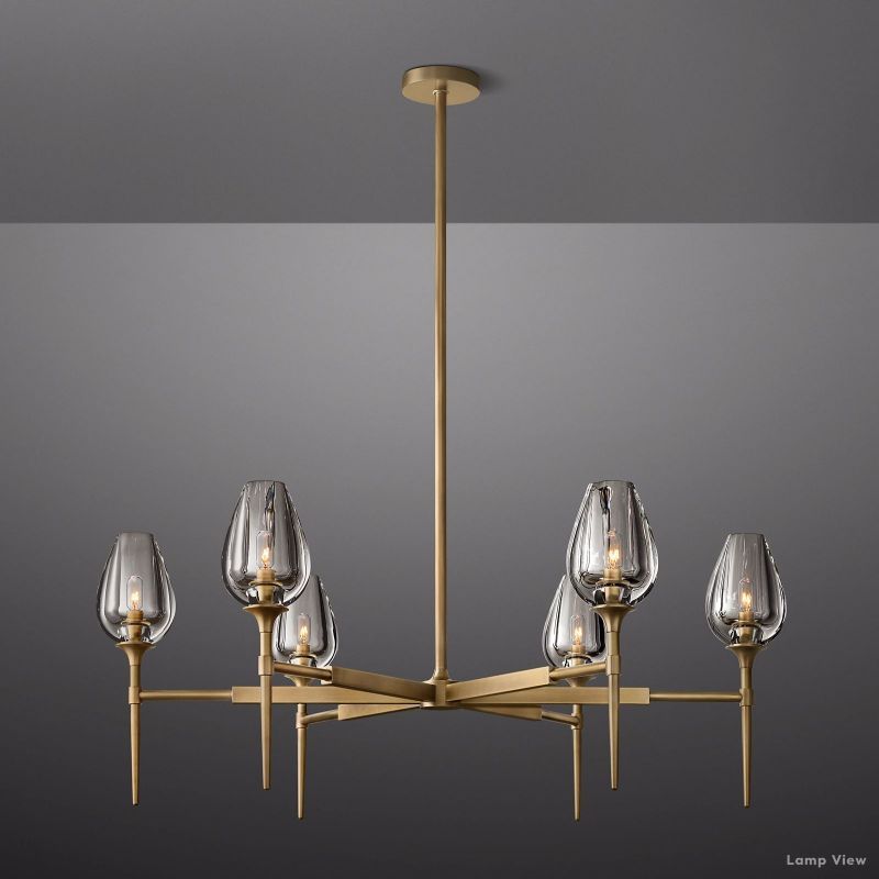Tulip Delicate Crystal Round Chandelier 42"