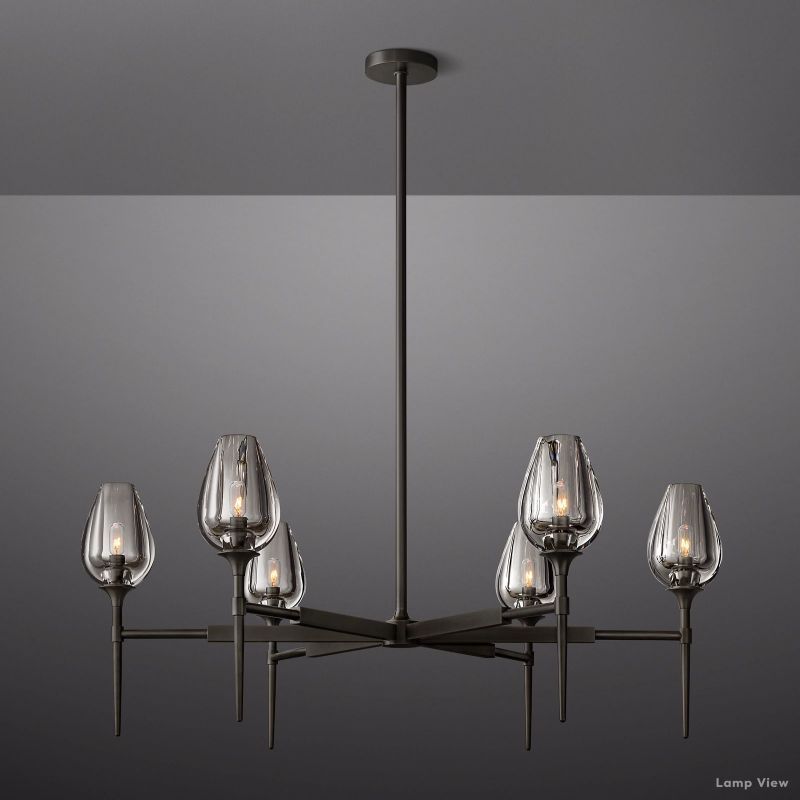 Tulip Delicate Crystal Round Chandelier 42"