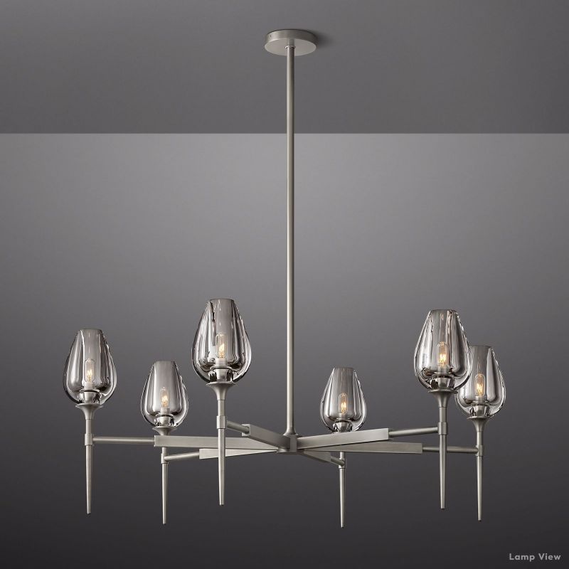 Tulip Delicate Crystal Round Chandelier 42"