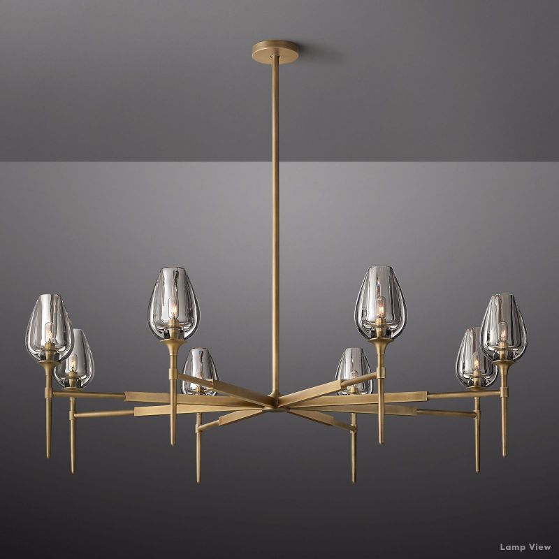 Tulip Delicate Crystal Round Chandelier 54"