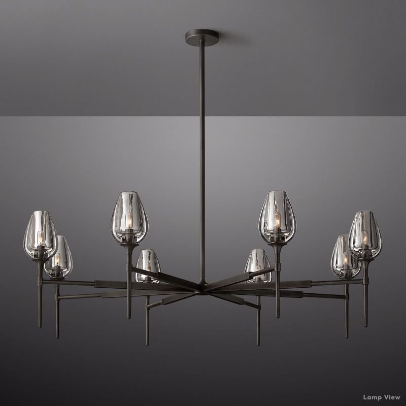 Tulip Delicate Crystal Round Chandelier 54"