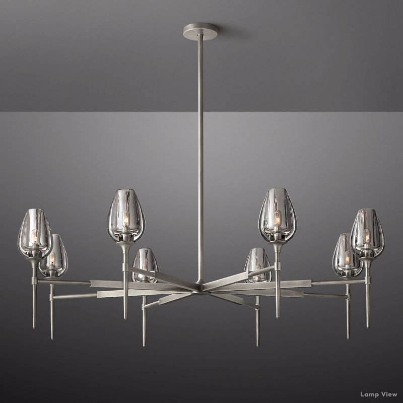 Tulip Delicate Crystal Round Chandelier 54"