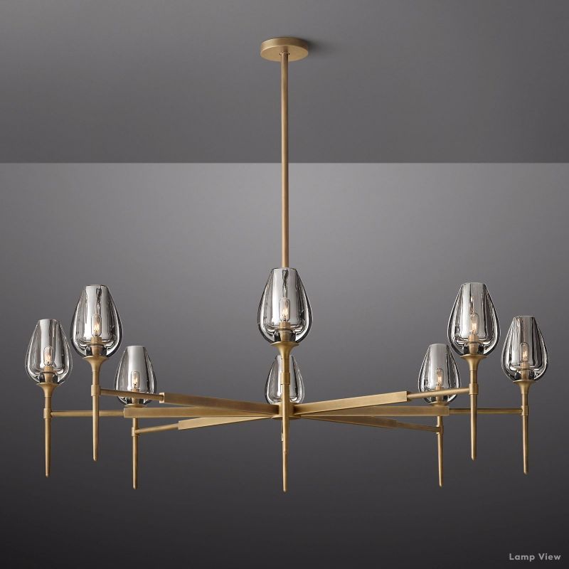 Tulip Delicate Crystal Round Chandelier 54"