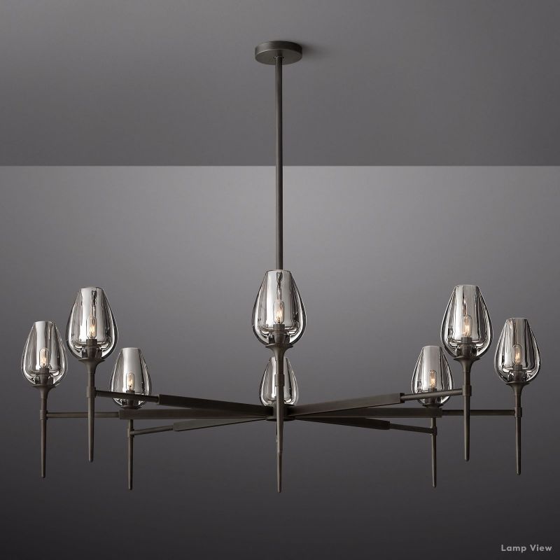 Tulip Delicate Crystal Round Chandelier 54"