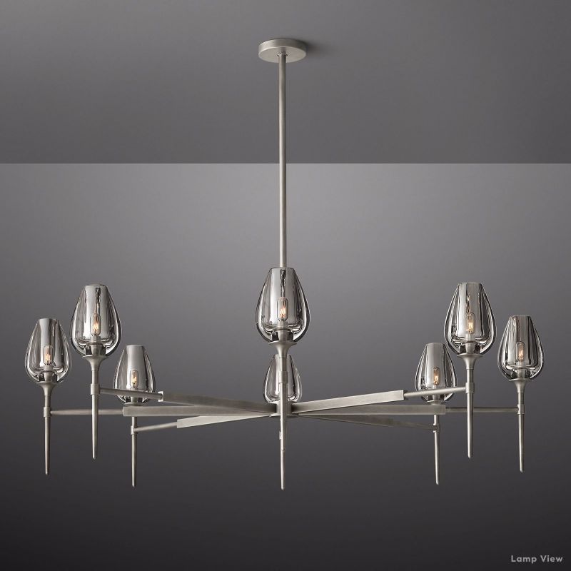 Tulip Delicate Crystal Round Chandelier 54"