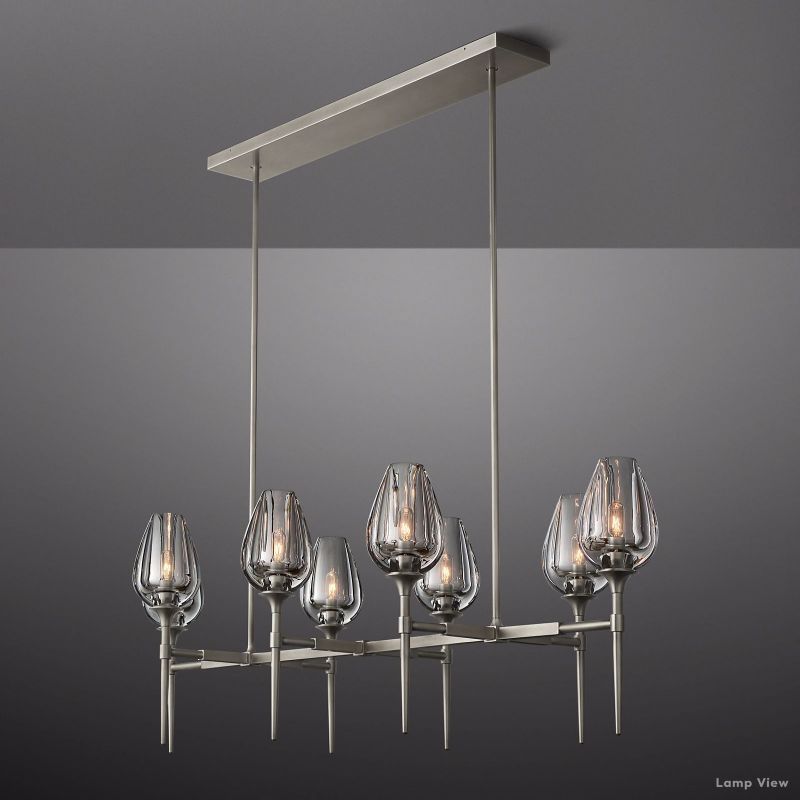 Tulip Delicate Crystal Linear Chandelier 52"