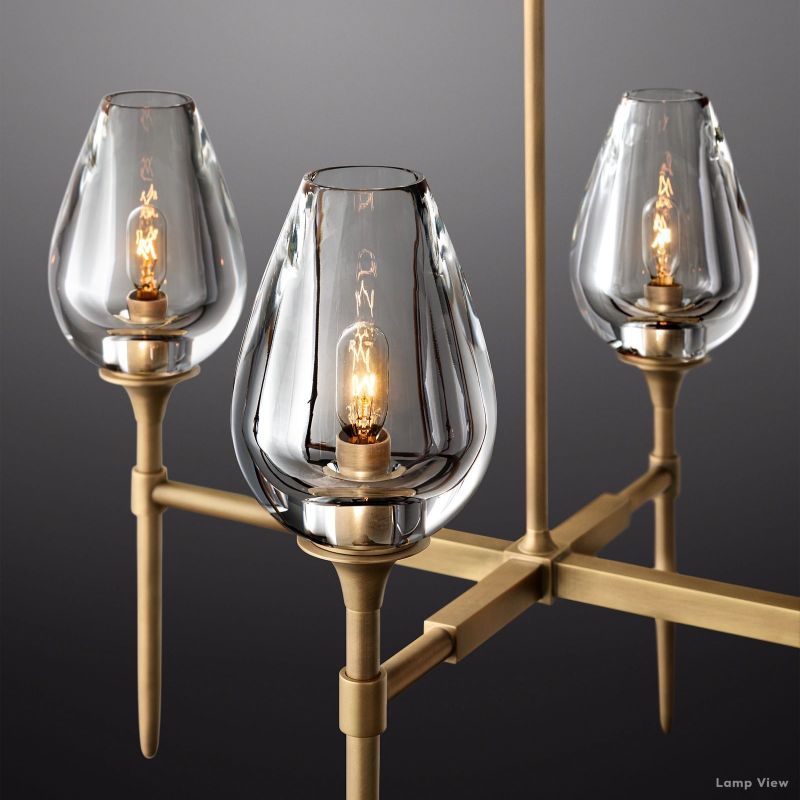 Tulip Delicate Crystal Linear Chandelier 52"