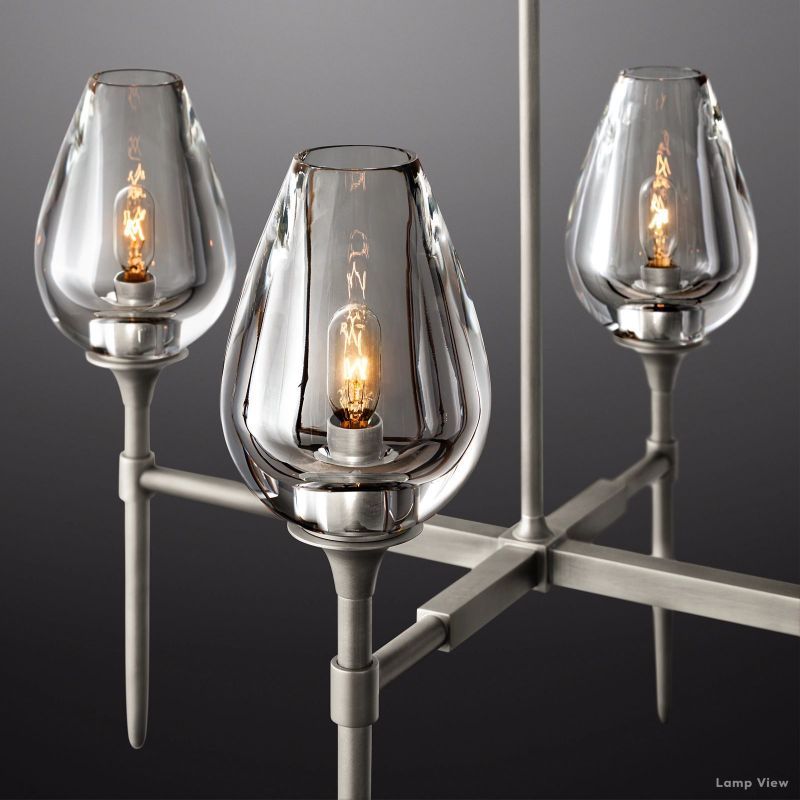 Tulip Delicate Crystal Linear Chandelier 52"