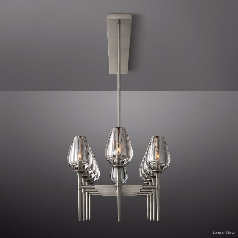 Tulip Delicate Crystal Linear Chandelier 65"