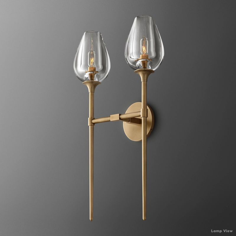 Tulip Delicate Crystal Double Wall Sconce