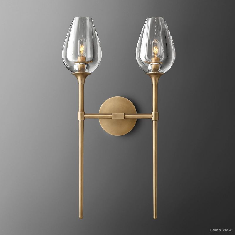 Tulip Delicate Crystal Double Wall Sconce