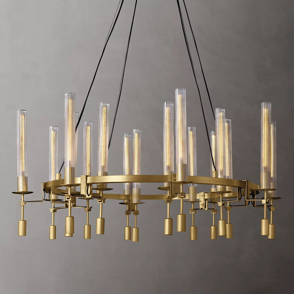 Fontanelle Modernist Glass Round Chandelier 46"