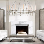 Fontanelle Modernist Glass Round Chandelier 46"