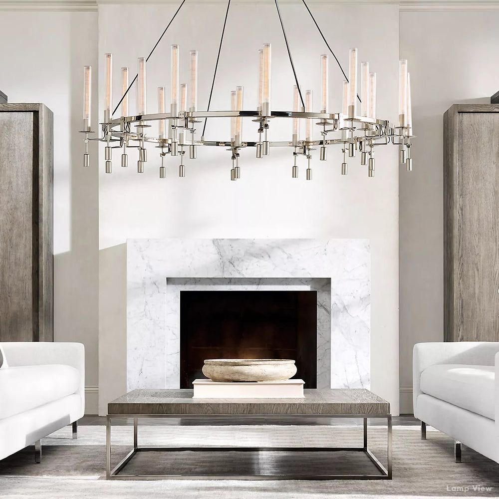 Fontanelle Modernist Glass Round Chandelier 70"