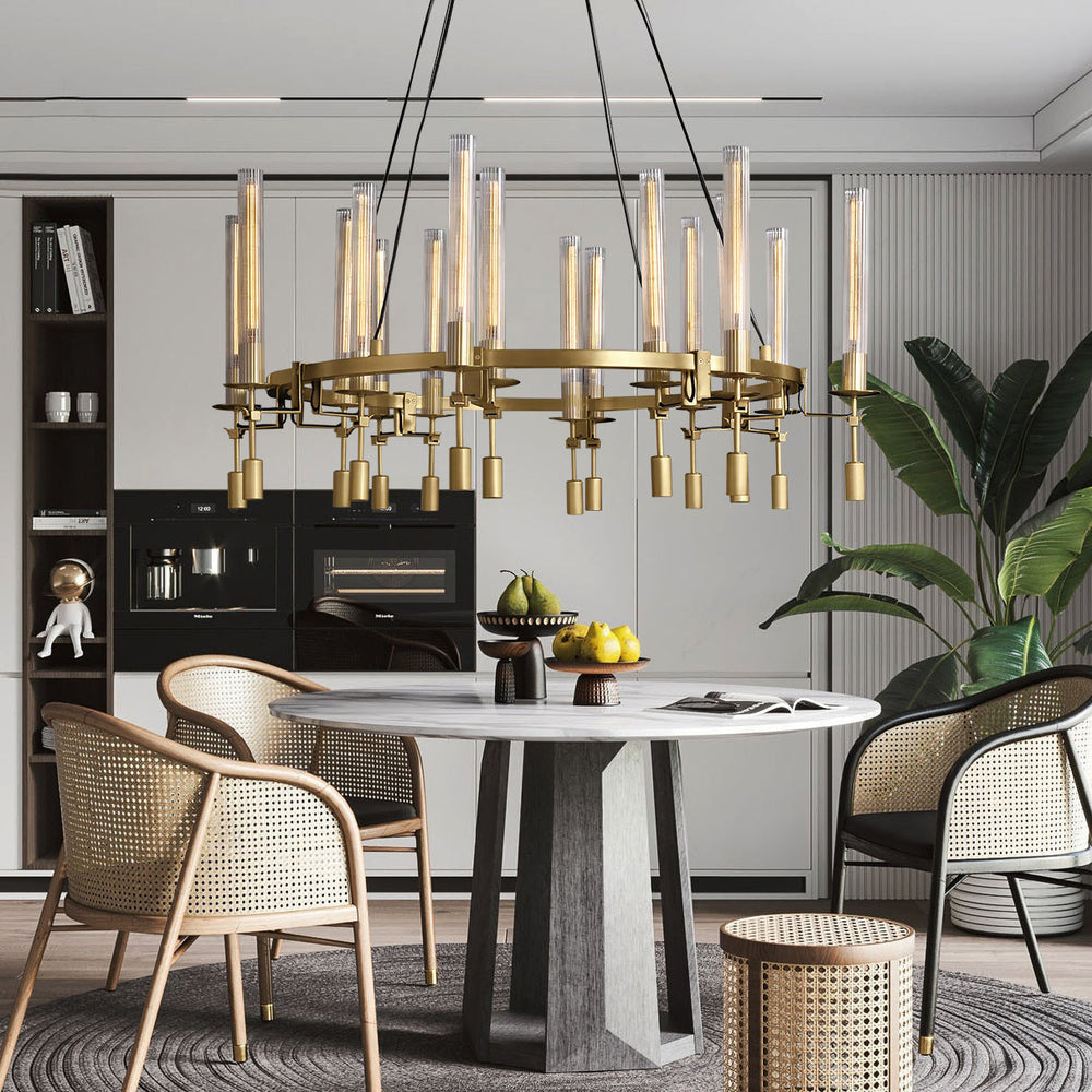Fontanelle Modernist Glass Round Chandelier 46"