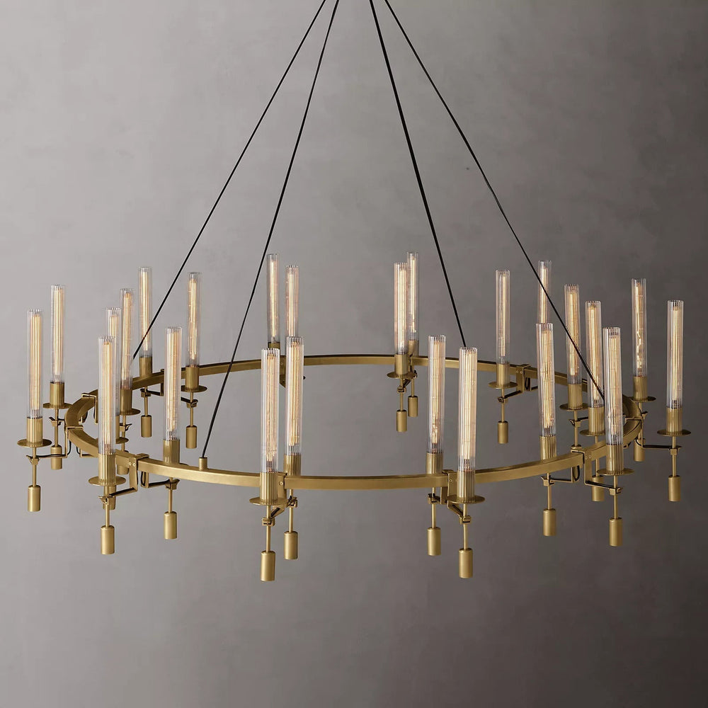 Fontanelle Modernist Glass Round Chandelier 70"