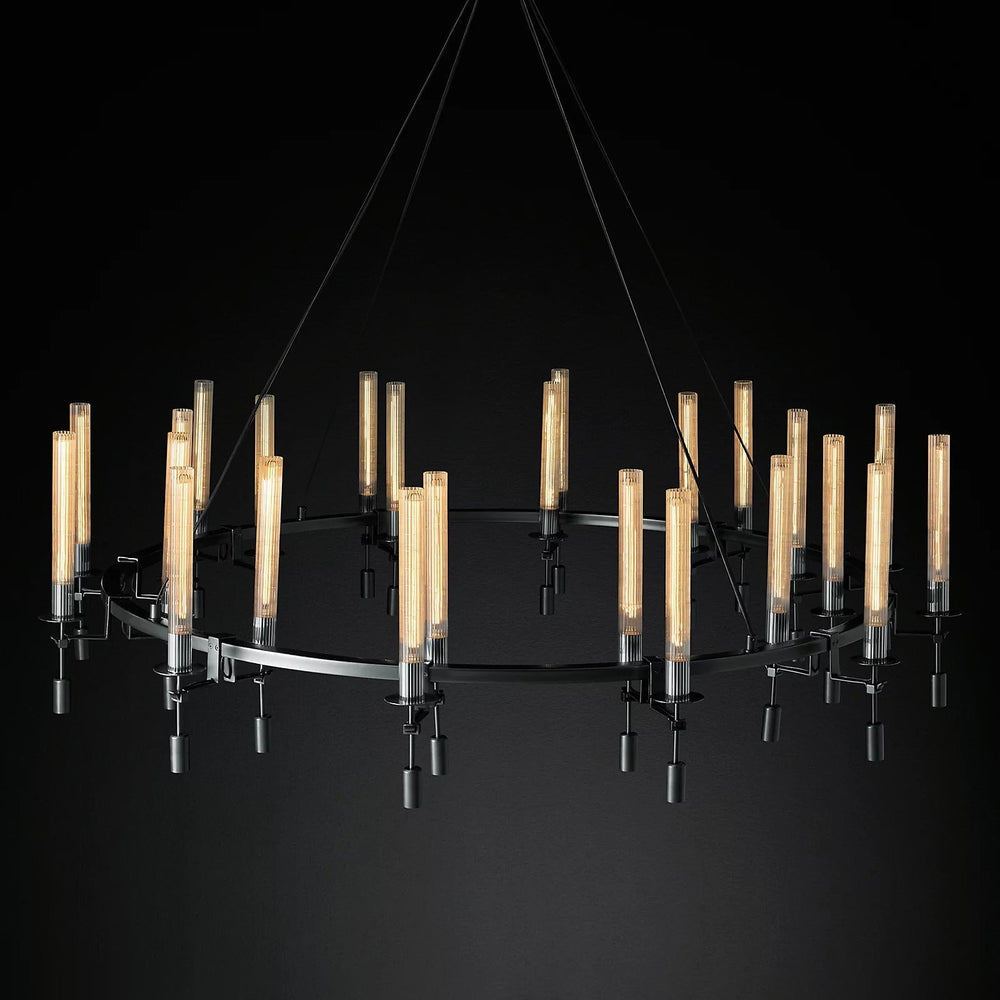 Fontanelle Modernist Glass Round Chandelier 70"