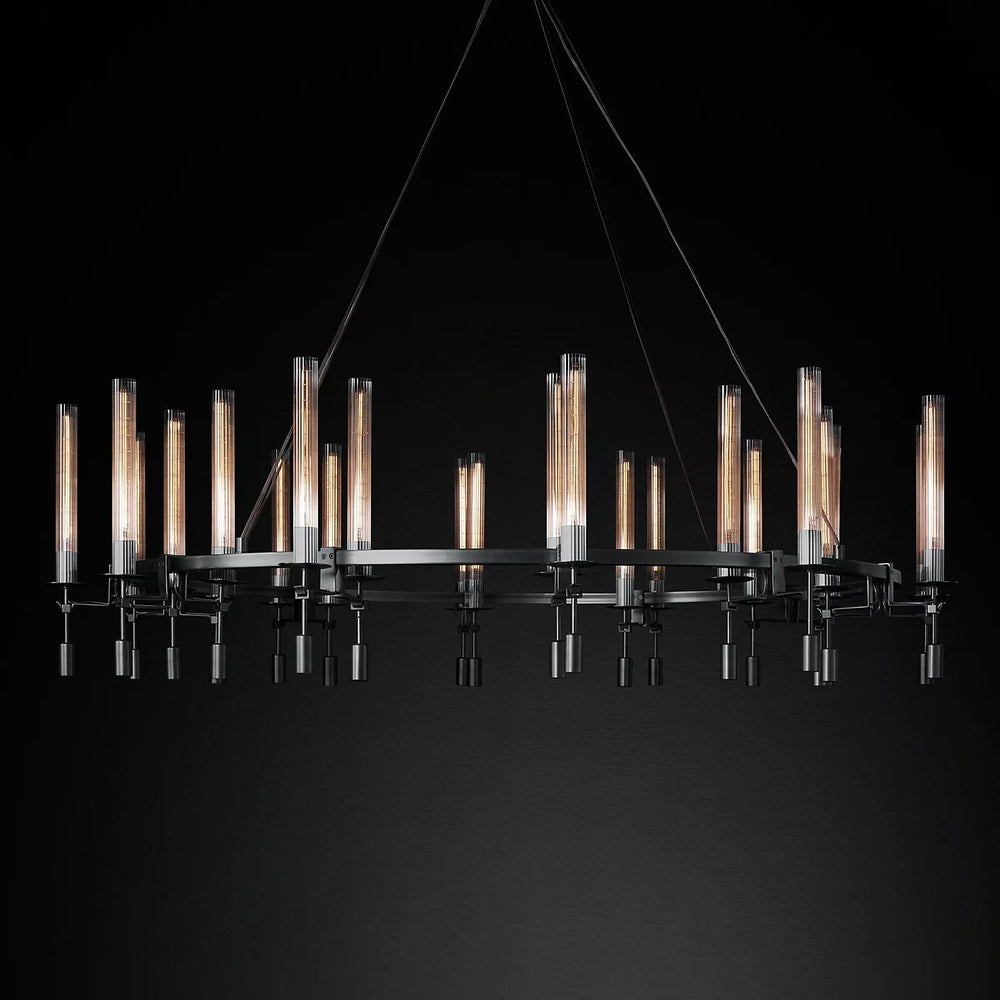 Fontanelle Modernist Glass Round Chandelier 70"