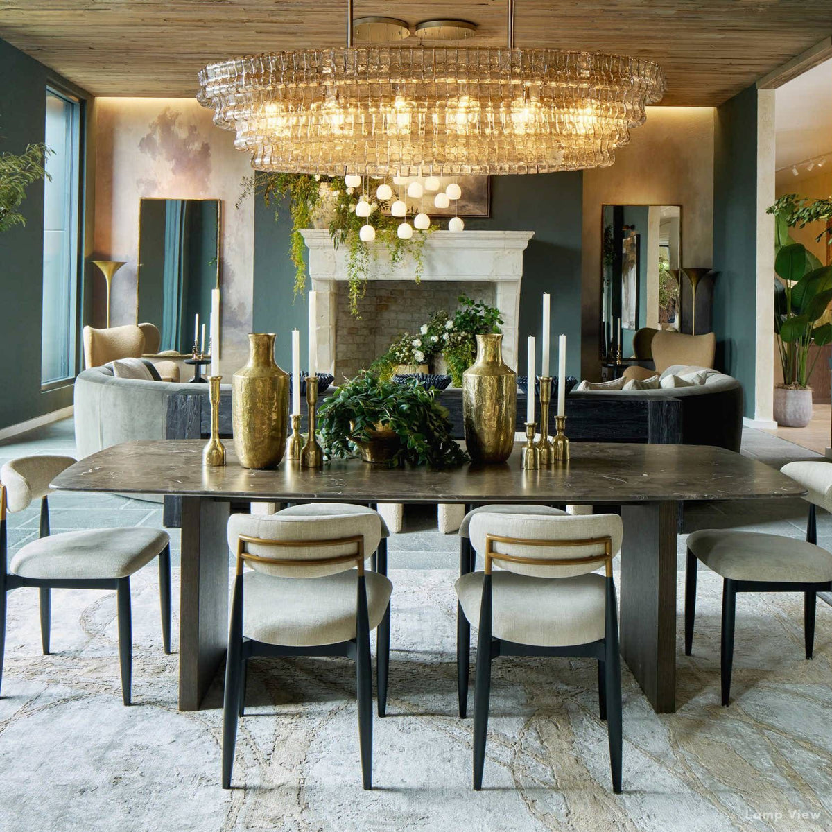 Ghiaccio Artisanal Glass Oval Chandelier