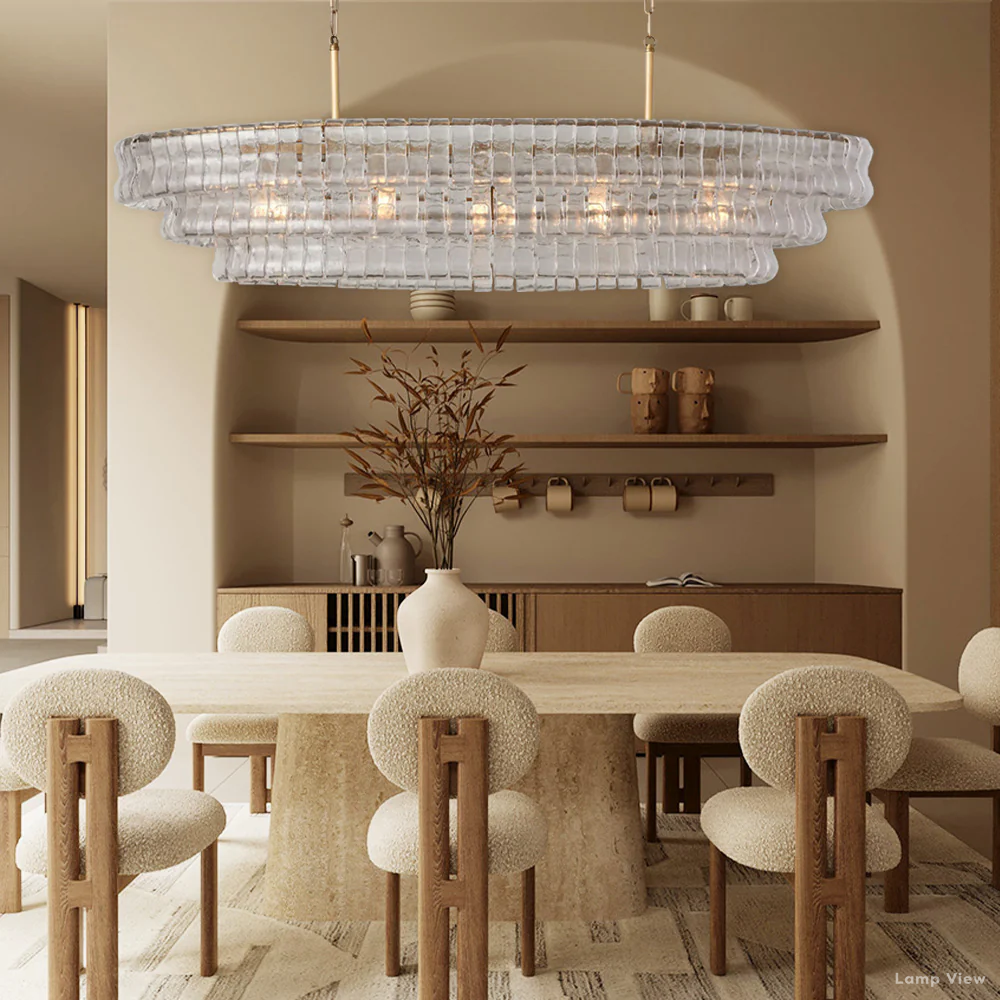 Ghiaccio Artisanal Glass Oval Chandelier